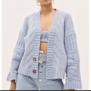 For Love & Lemons Lee Blue Cardigan Small NWT